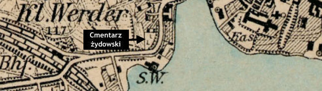 Fragment planu Iawy z 1918 r., z zaznaczonym cmentarzem ydowskim. rdo: www.mapywig.org.