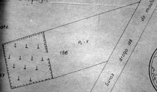 Plan cmentarza ydowskiego w Surau (rdo: AAN, Ministerstwo Gospodarki Komunalnej, sygn. 9/25)